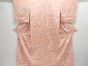 未使用品　地紙に草花模様小紋着物